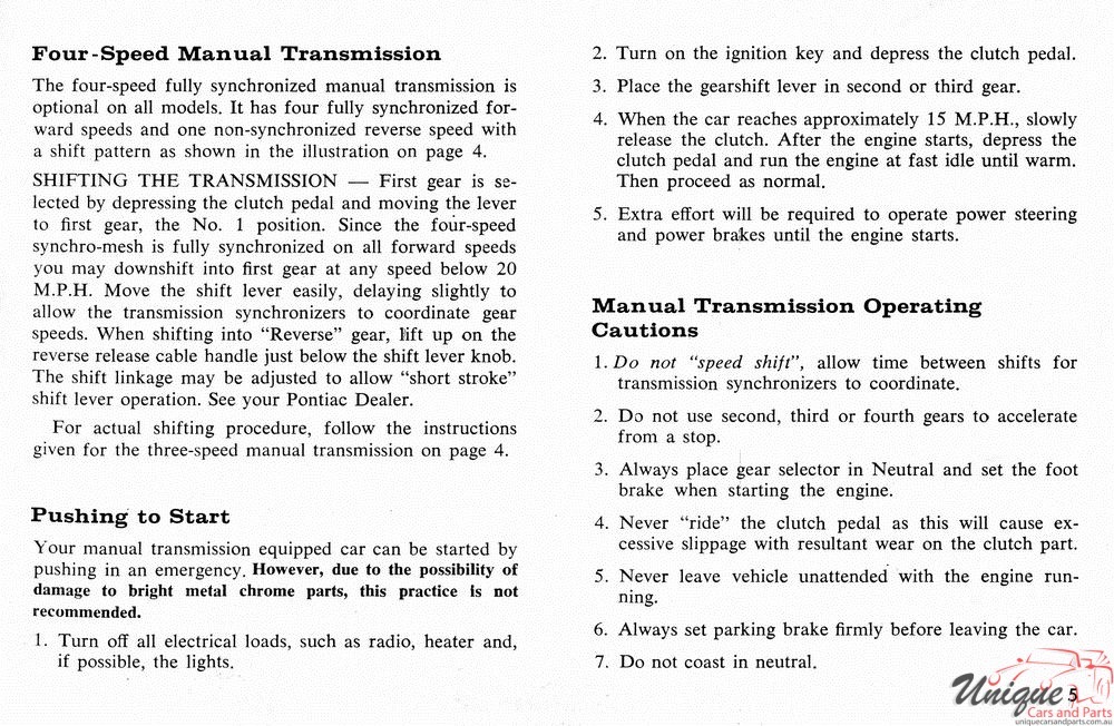 1966 Pontiac Canadian Owners Manual Page 45